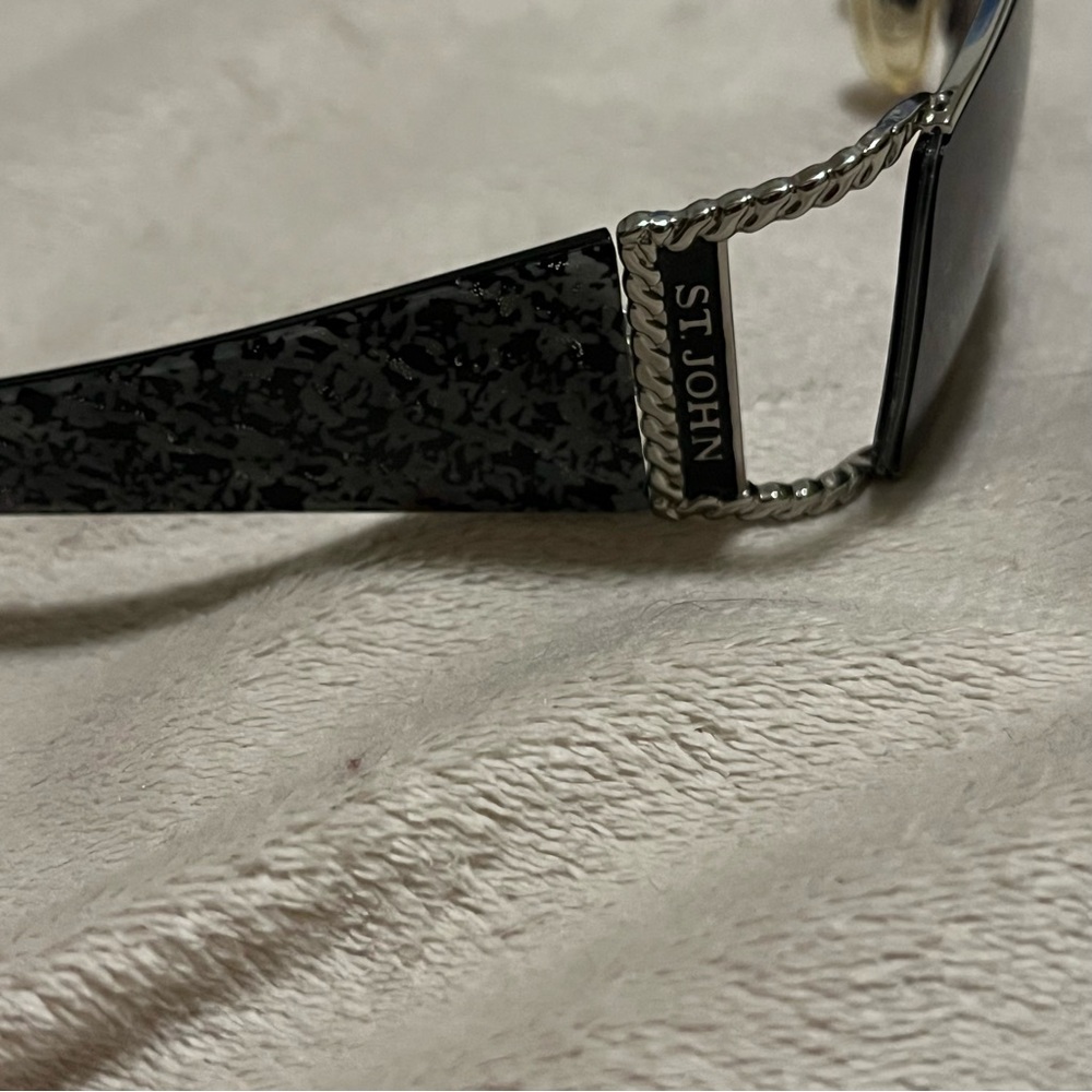 St.John gray black sunglasses with silver braided hardware - Picture 3 of 16